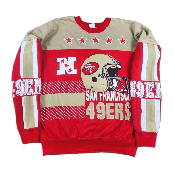 Garan Men's L 49ers Vintage 80s AOP Sweatshirt San Francisco‎ NFL USA Made Rare